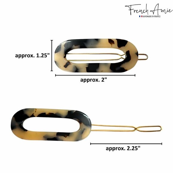 Mini Oval Celluloid Hair Clips Set of 2 Tortoise Shell for Women Girls main image 4
